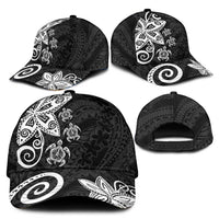 Polynesia Classic Cap Black Tribal Turtle Floral Pattern LT05 - Polynesian Pride
