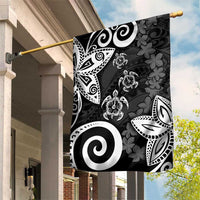 Polynesia Garden Flag Black Tribal Turtle Floral Pattern LT05 House Flag Black - Polynesian Pride