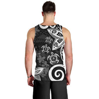 Polynesia Men Tank Top Black Tribal Turtle Floral Pattern LT05 - Polynesian Pride