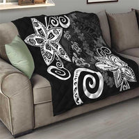 Polynesia Quilt Black Tribal Turtle Floral Pattern