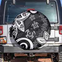 Polynesia Spare Tire Cover Black Tribal Turtle Floral Pattern LT05 Black - Polynesian Pride