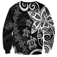 Polynesia Sweatshirt Black Tribal Turtle Floral Pattern LT05 - Polynesian Pride