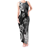 Polynesia Tank Maxi Dress Black Tribal Turtle Floral Pattern LT05 Women Black - Polynesian Pride