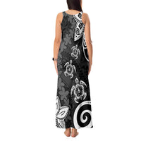 Polynesia Tank Maxi Dress Black Tribal Turtle Floral Pattern LT05 - Polynesian Pride