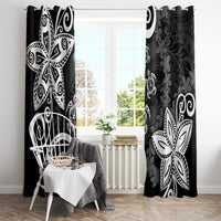Polynesia Window Curtain Black Tribal Turtle Floral Pattern LT05 - Polynesian Pride
