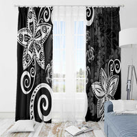 Polynesia Window Curtain Black Tribal Turtle Floral Pattern LT05 - Polynesian Pride