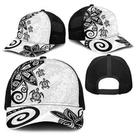 Polynesia Baseball Net Cap White Tribal Turtle Floral Pattern LT05 - Polynesian Pride