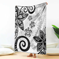 Polynesia Blanket White Tribal Turtle Floral Pattern LT05 - Polynesian Pride