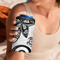 Polynesia 4 in 1 Can Cooler Tumbler White Tribal Turtle Floral Pattern LT05 - Polynesian Pride