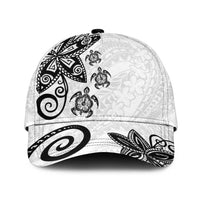 Polynesia Classic Cap White Tribal Turtle Floral Pattern LT05 Universal Fit White - Polynesian Pride