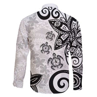 Polynesia Family Matching Short Sleeve Bodycon Dress and Hawaiian Shirt White Tribal Turtle Floral Pattern