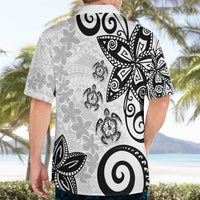 Polynesia Hawaiian Shirt White Tribal Turtle Floral Pattern LT05 - Polynesian Pride