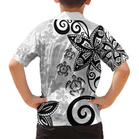 Polynesia Hawaiian Shirt White Tribal Turtle Floral Pattern LT05 - Polynesian Pride