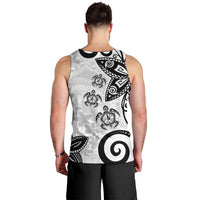 Polynesia Men Tank Top White Tribal Turtle Floral Pattern LT05 - Polynesian Pride