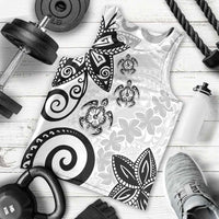 Polynesia Men Tank Top White Tribal Turtle Floral Pattern LT05 - Polynesian Pride