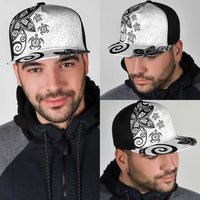 Polynesia Mesh Trucker Cap White Tribal Turtle Floral Pattern LT05 - Polynesian Pride