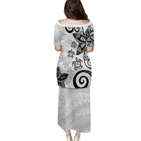 Polynesia Puletasi White Tribal Turtle Floral Pattern LT05 - Polynesian Pride