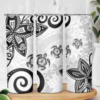 Polynesia Skinny Tumbler White Tribal Turtle Floral Pattern LT05 - Polynesian Pride