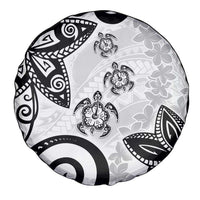 Polynesia Spare Tire Cover White Tribal Turtle Floral Pattern LT05 - Polynesian Pride