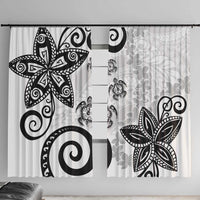 Polynesia Window Curtain White Tribal Turtle Floral Pattern LT05 With Hooks White - Polynesian Pride
