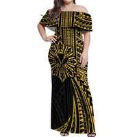 Hawaii And Philippines Off Shoulder Maxi Dress Kanaka Maoli With Tribal Sun Together Gold