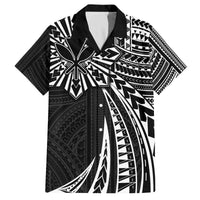 Hawaii And Philippines Family Matching Off The Shoulder Long Sleeve Dress and Hawaiian Shirt Kanaka Maoli With Tribal Sun Together Black