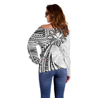 Hawaii And Philippines Off Shoulder Sweater Kanaka Maoli With Tribal Sun Together White