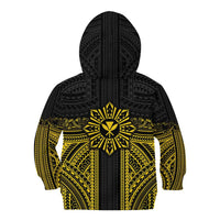 Hawaii And Philippines Together Kid Hoodie Polynesian Pattern With Filipino Barong Gold