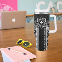 Hawaii And Philippines Together Tumbler With Handle Polynesian Pattern With Filipino Barong Black