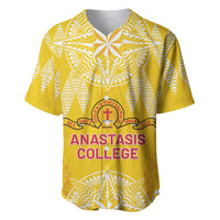 Personalised Anastasis College Baseball Jersey Tonga Ngatu Pattern LT05 Yellow - Polynesian Pride