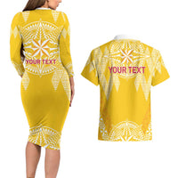 Personalised Anastasis College Couples Matching Long Sleeve Bodycon Dress and Hawaiian Shirt Tonga Ngatu Pattern LT05 - Polynesian Pride