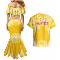 Personalised Anastasis College Couples Matching Mermaid Dress and Hawaiian Shirt Tonga Ngatu Pattern - Polynesian Pride