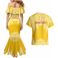 Personalised Anastasis College Couples Matching Mermaid Dress and Hawaiian Shirt Tonga Ngatu Pattern LT05 - Polynesian Pride