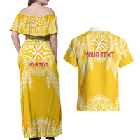 Personalised Anastasis College Couples Matching Off Shoulder Maxi Dress and Hawaiian Shirt Tonga Ngatu Pattern LT05 - Polynesian Pride