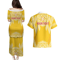 Personalised Anastasis College Couples Matching Puletasi and Hawaiian Shirt Tonga Ngatu Pattern - Polynesian Pride