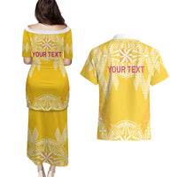 Personalised Anastasis College Couples Matching Puletasi and Hawaiian Shirt Tonga Ngatu Pattern LT05 - Polynesian Pride