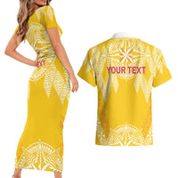 Personalised Anastasis College Couples Matching Short Sleeve Bodycon Dress and Hawaiian Shirt Tonga Ngatu Pattern LT05 - Polynesian Pride