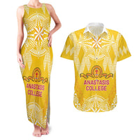 Personalised Anastasis College Couples Matching Tank Maxi Dress and Hawaiian Shirt Tonga Ngatu Pattern - Polynesian Pride