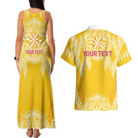 Personalised Anastasis College Couples Matching Tank Maxi Dress and Hawaiian Shirt Tonga Ngatu Pattern - Polynesian Pride