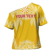 Personalised Anastasis College Cross Shoulder Shirt Tonga Ngatu Pattern - Polynesian Pride