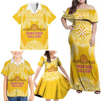 Personalised Anastasis College Family Matching Off Shoulder Maxi Dress and Hawaiian Shirt Tonga Ngatu Pattern LT05 - Polynesian Pride