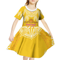Personalised Anastasis College Kid Short Sleeve Dress Tonga Ngatu Pattern LT05 - Polynesian Pride