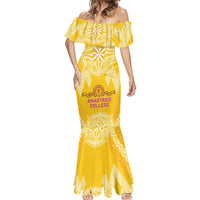 Personalised Anastasis College Mermaid Dress Tonga Ngatu Pattern - Polynesian Pride