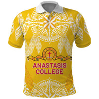 Personalised Anastasis College Polo Shirt Tonga Ngatu Pattern LT05 Yellow - Polynesian Pride