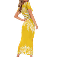 Personalised Anastasis College Short Sleeve Bodycon Dress Tonga Ngatu Pattern LT05 - Polynesian Pride
