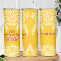 Personalised Anastasis College Skinny Tumbler Tonga Ngatu Pattern - Polynesian Pride