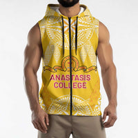 Personalised Anastasis College Sleeveless Zip Hoodie Tonga Ngatu Pattern LT05 - Polynesian Pride