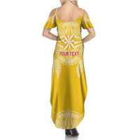 Personalised Anastasis College Summer Maxi Dress Tonga Ngatu Pattern LT05 - Polynesian Pride