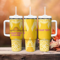 Personalised Anastasis College Tumbler With Handle Tonga Ngatu Pattern - Polynesian Pride