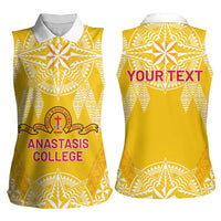 Personalised Anastasis College Women Sleeveless Polo Shirt Tonga Ngatu Pattern - Polynesian Pride